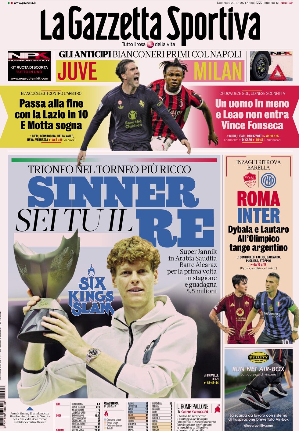 Le prime pagine dei quotidiani sportivi oggi in edicola